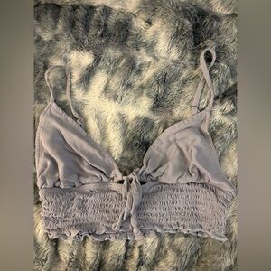 Garage Light Blue Bralette Top with Smocked Band